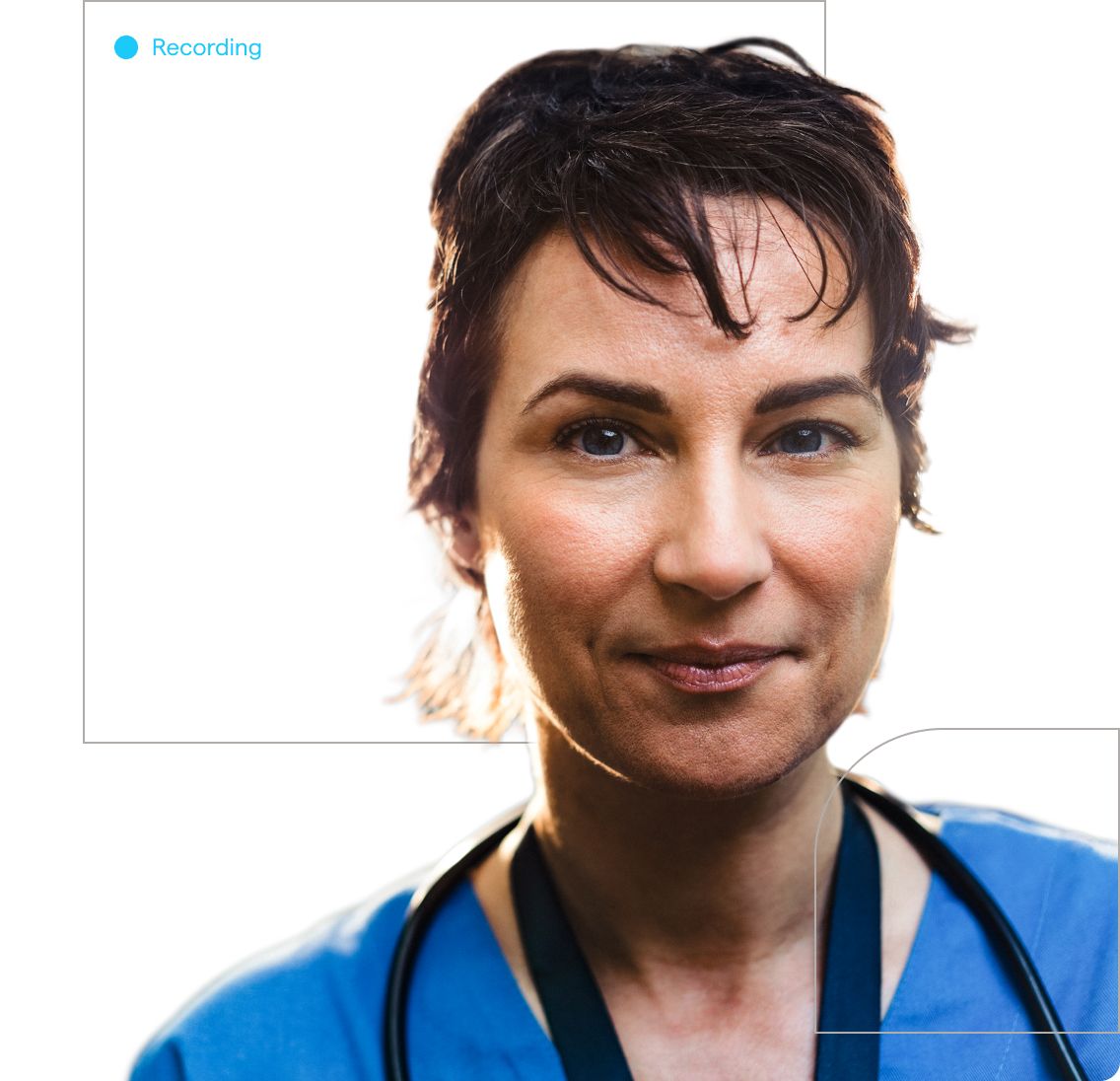 Heroic portrait of female surgeon.
